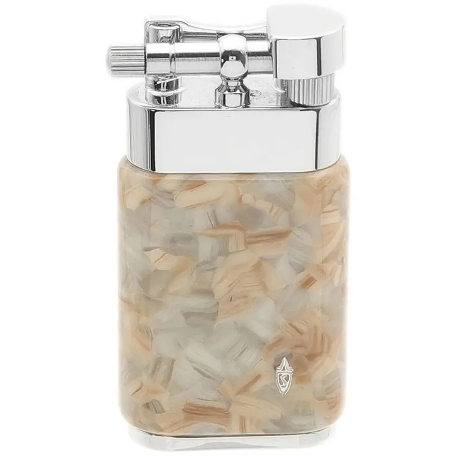 

Sasso Soft Flame Mechanical Pipe Lighter Refillable 45 Degree Angled Flame Lighter, Cream amp White Pattern Finish