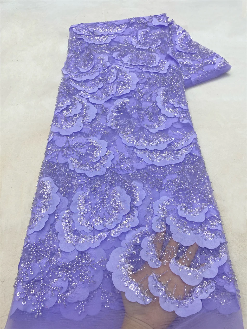 

African Nigerian Groom Lace Fabric with Sequin,Hig-End Luxury Embeoidery,Heavy Fabric for Wedding Dress Party NXZ6265