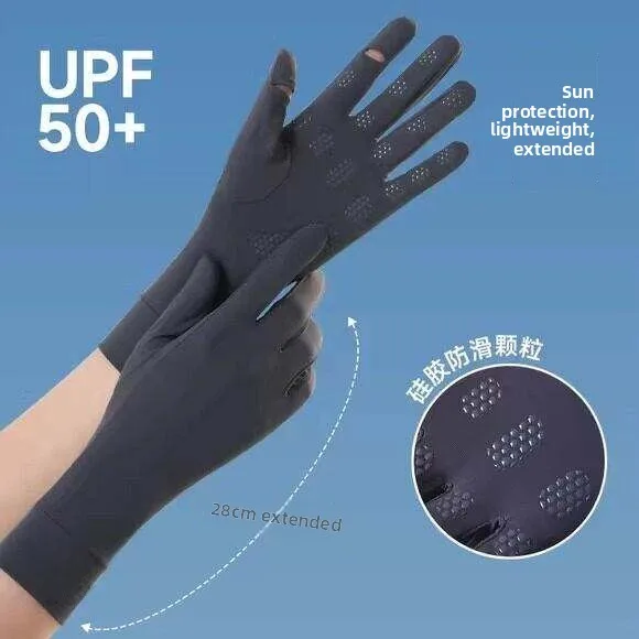 

Летние перчатки из ледяного шелка с защитой от солнца UPF50, женские перчатки с защитой от ультрафиолета, тонкие противоскользящие перчатки для езды на велосипеде, для улицы, с сенсорным экраном