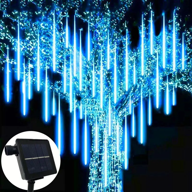 

Solar Power Meteor Shower Led Fairy String Lights Street Garlands Christmas Tree Decorations for Outdoor Wedding Party Decor