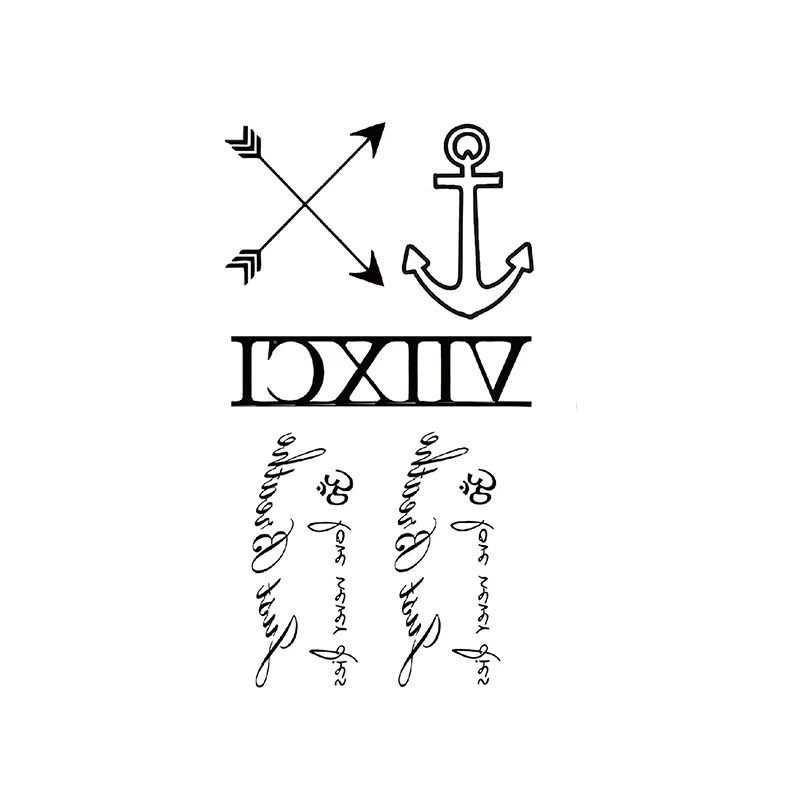 ملصقات الوشم المؤقت كول روز سكين السهم بندقية رسالة اليد وهمية الوشم مقاوم للماء الوشم الساق الذراع حجم صغير للنساء الرجال #5