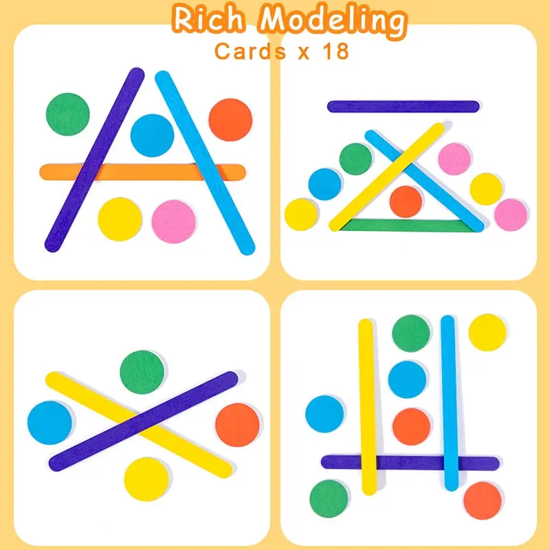 Montessori Toys Kids Rainbow Stick Puzzle Games Color Sensory Logical Thinking Matching Children Early Educational Wooden Toys