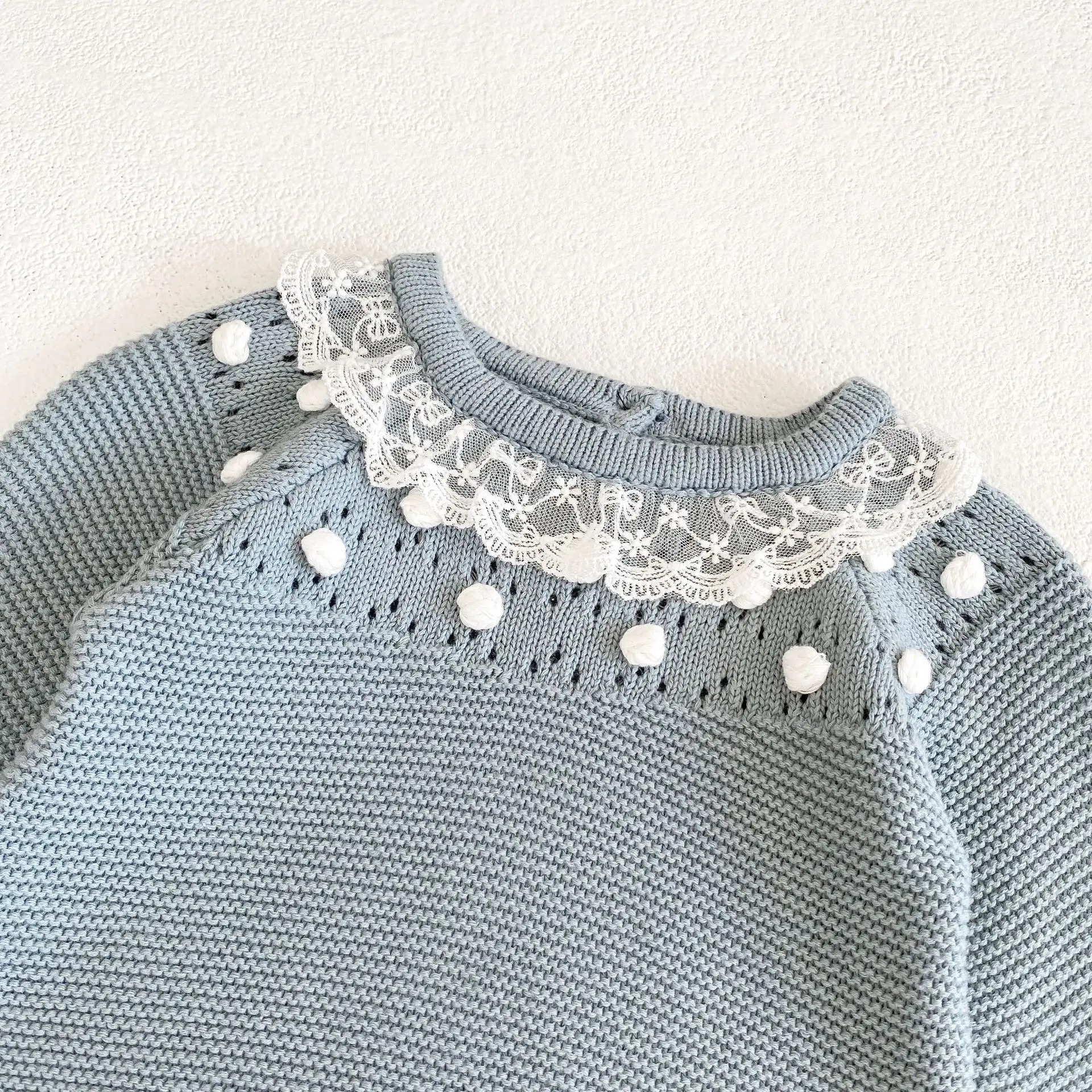 0-24M Baby Mädchen Strampler Stricken Neue Neugeborenen Spitze Warme Lange Hülse Overall Infant Prinzessin Party Strampler Kleinkind herbst Frühling Kleidung – Detail 15