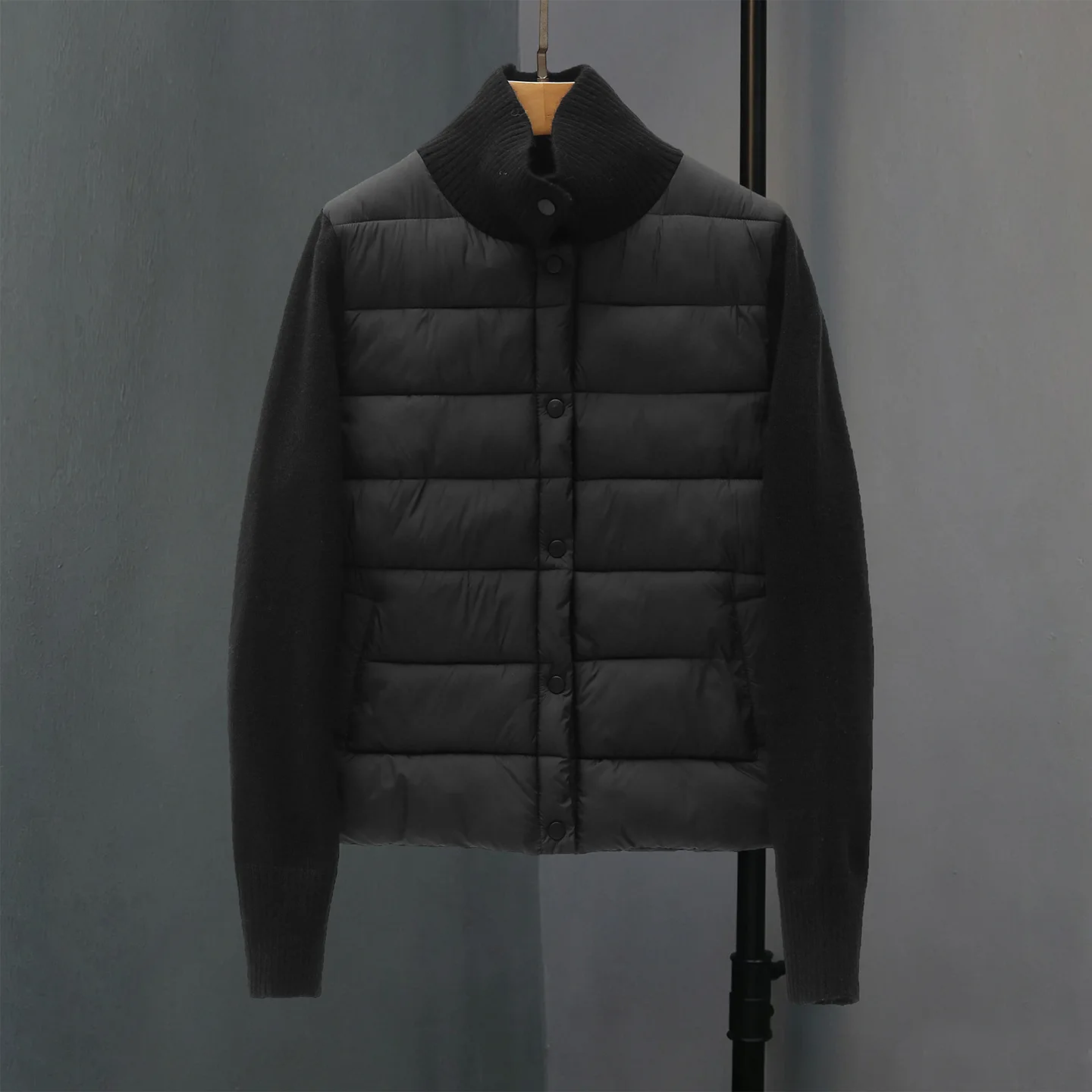 Autumn Winter Women's Knitted Patchwork Cotton Padded Jacket Ultra Light Warm Casual Coat Female Puffer Jacket Outerwear