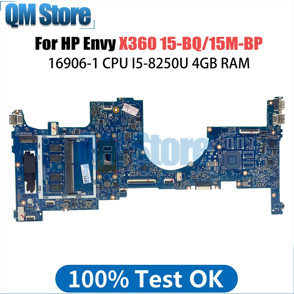 

16906-1 Mainboard For HP Envy X360 15-BQ 15M-BP Laptop Motherboard With I5-8250U 4GB RAM 934999-001 934999-601 934998-601