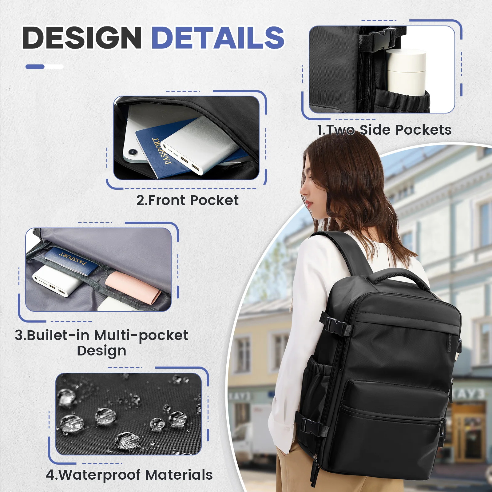 Men Women Laptop Travel Backpack vacuum compression Backpack Business Large Capacity School Backpack Expand 30L Outdoor Backpack