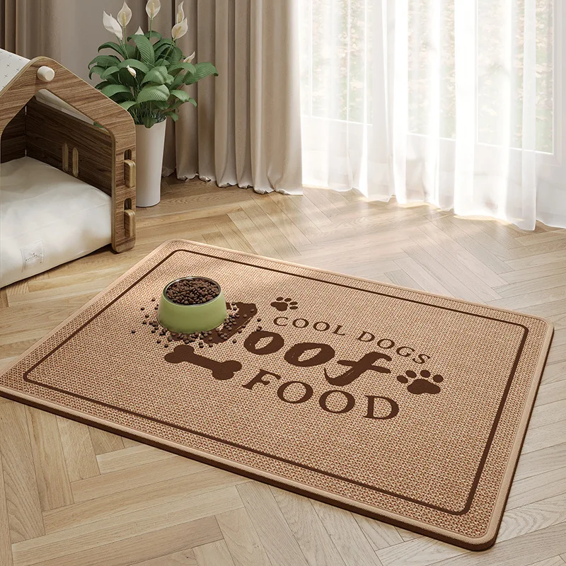 

Premium Linen Pet Feeding Mat for Cats & Dogs - Absorbent Woven Resting Bed with Non-Slip Backing, Washable Floor Mats