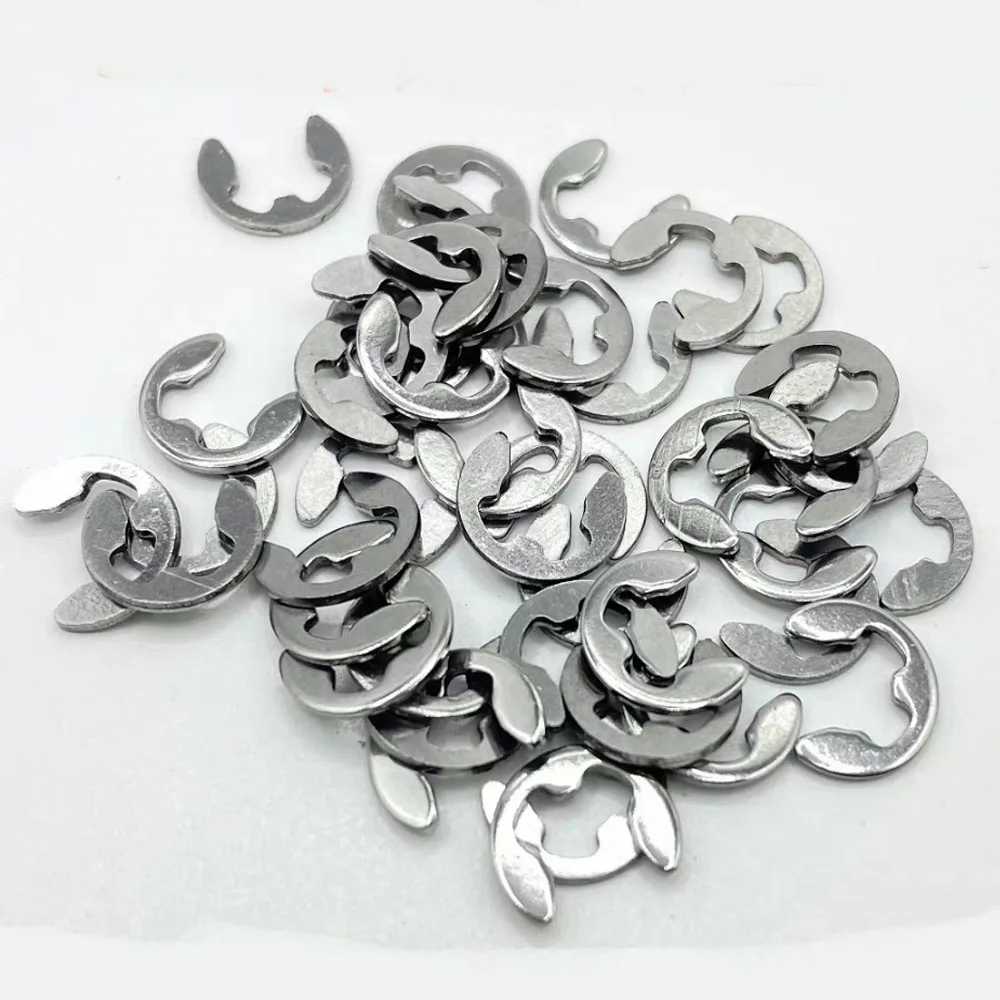 M1.2‑M24 Shaft Retaining Circlips E‑Clip E‑Ring Black‑Oxide 65Mn Spring Steel & 304 Stainless Steel Fasteners 10/50/100Pcs