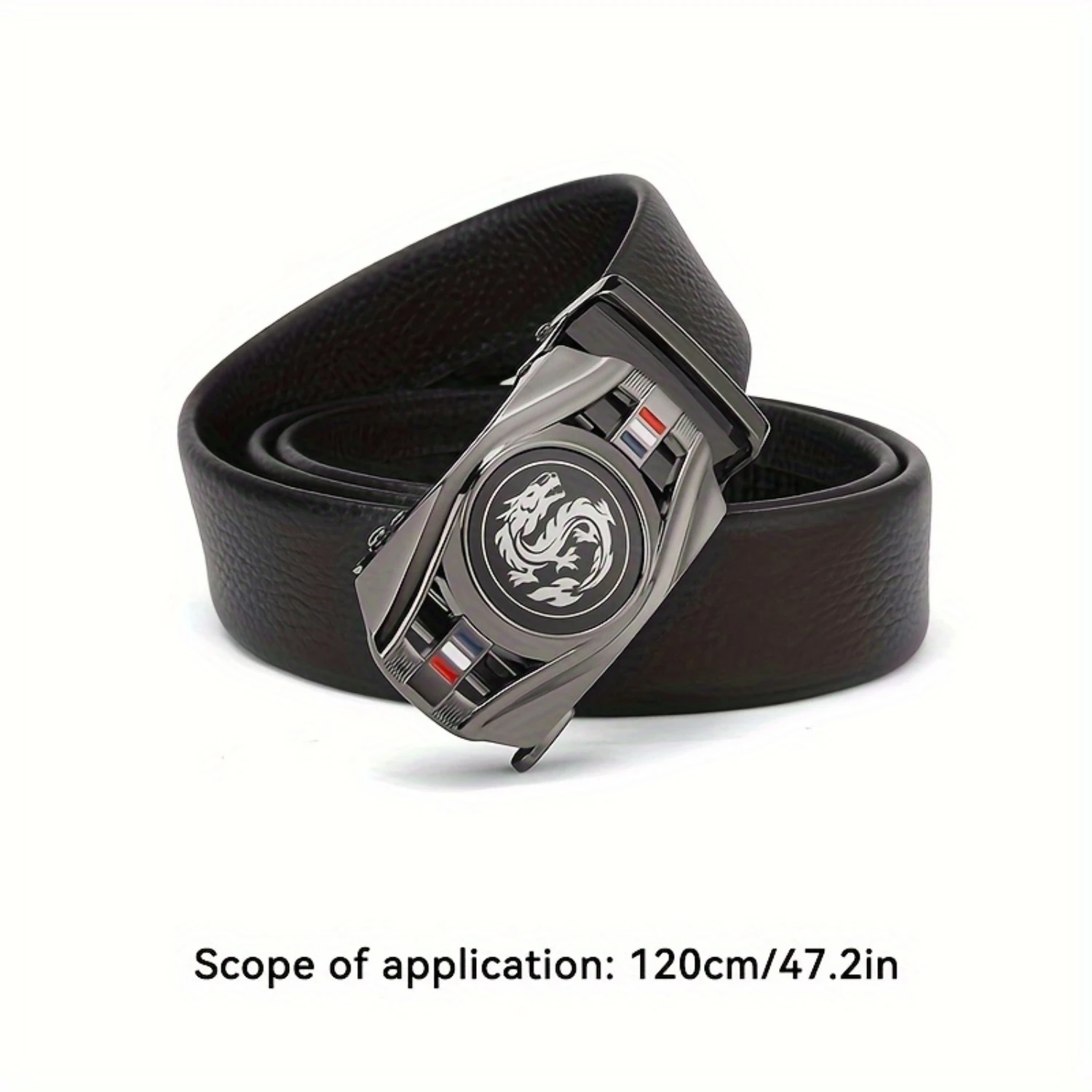 

Automatic Business Buckle Mens Belt - Alloy Dragon Pattern Buckle, Top Layer Cowhide, Average Size, Stylish and Durable Accessor