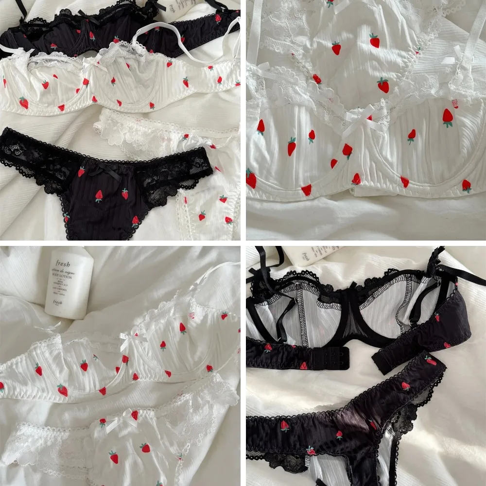 

Thin Seamless Floral Lace Bralette Set - Push Up Padded Underwear, Breathable Comfort for Women