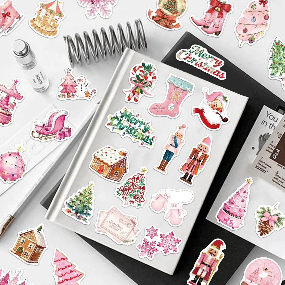 50 шт. розовые рождественские 2 серии подарочные наклейки в стиле граффити DIY Чемодан ноутбук чашка воды компьютер водонепроницаемые наклейки