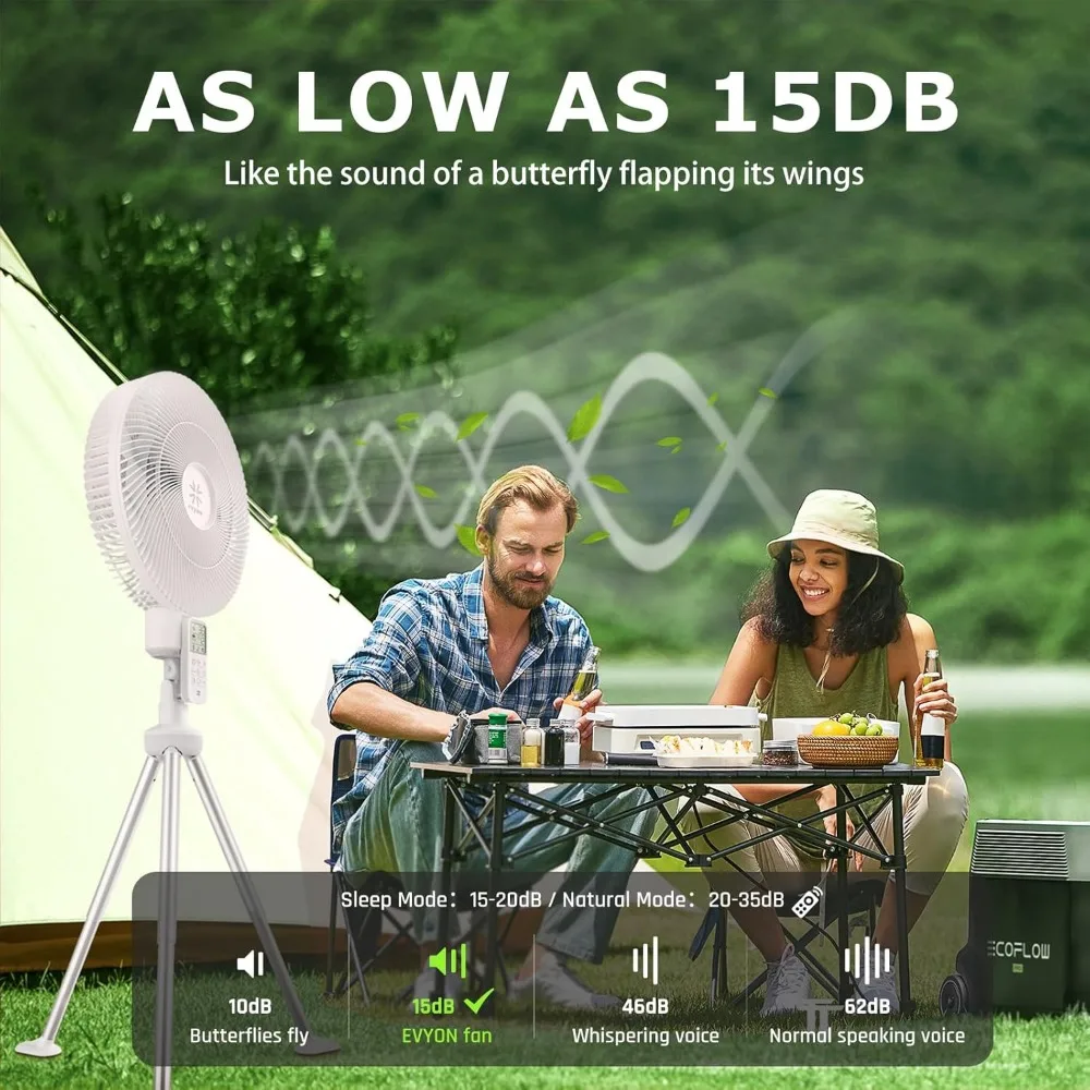 15db Quiet Standing Fan, Oscillating Fans with Remote Controller, Negative Ion 12.8