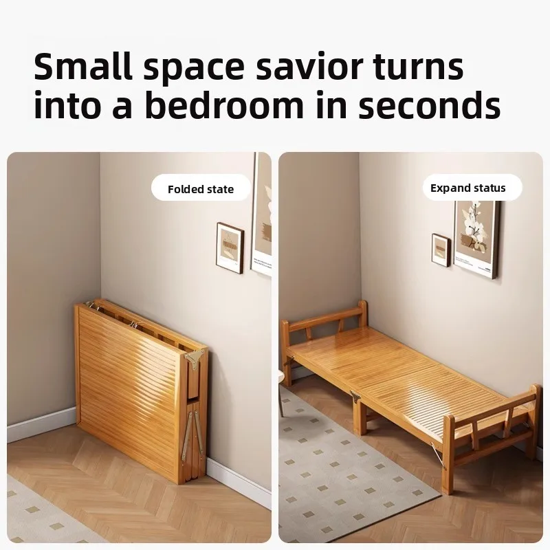 YFY bamboo bed stacked bed adult household cold bed simple lunch break small rental room double hard board board wooden
