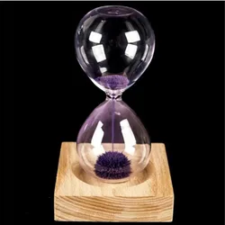 Wood+glass + Iron Powder Sand Flowering Magnetic Hourglass With Packaging Hourglasses 13.5 * 5.5cm Wooden Seat Gift Presents