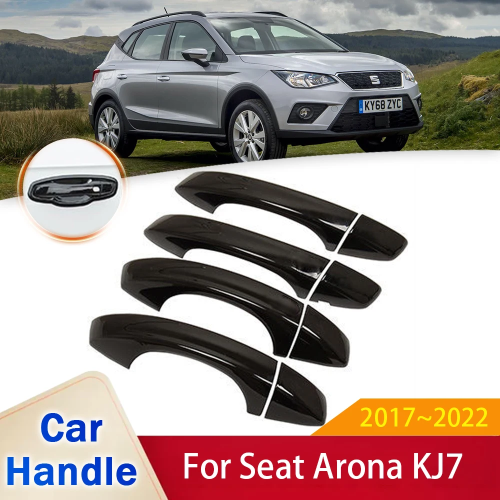 for Seat Arona KJ7 2017 2018 2019 2020 2021 2022 Gloss Black Door Handle Cover Trim Styling Stickers Car Exterior Accessories