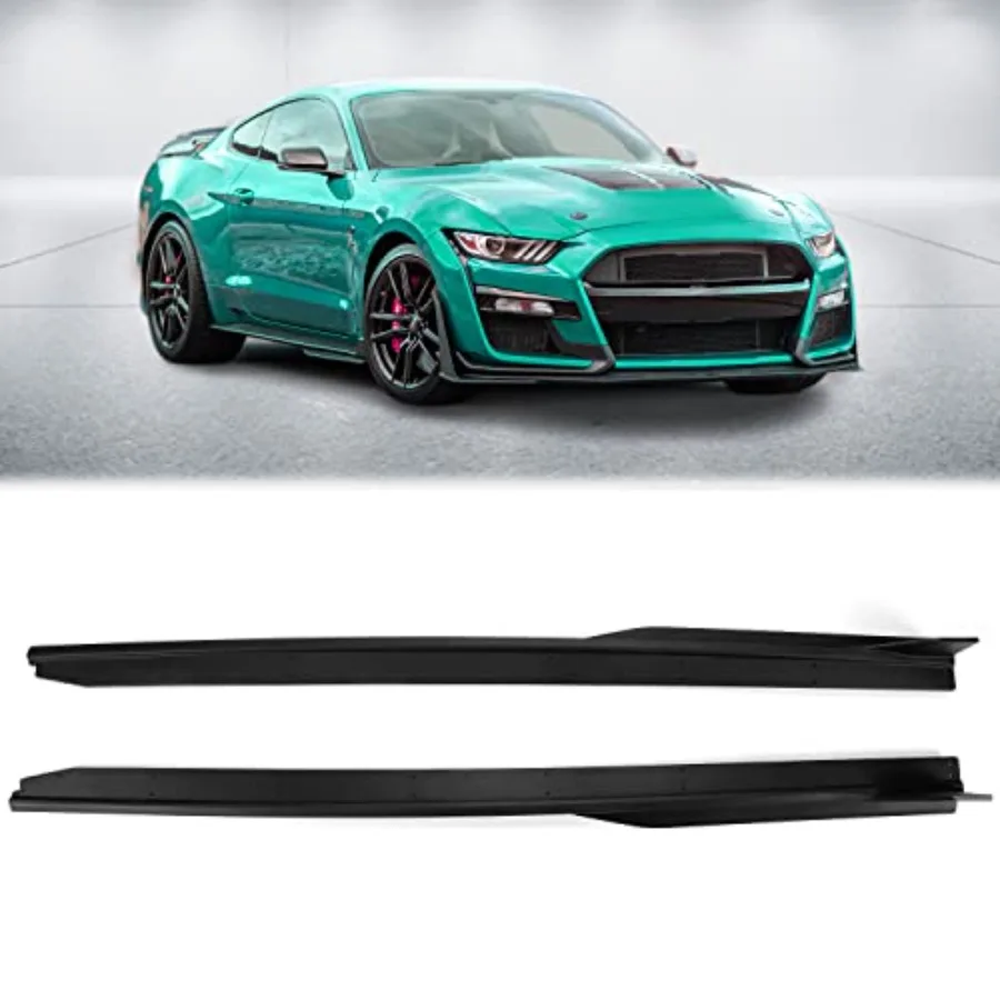 

Side Skirt Compatible with 2015-2023 Ford Mustang All Models S550 GT500 Style Black Extension Splitter with Winglet