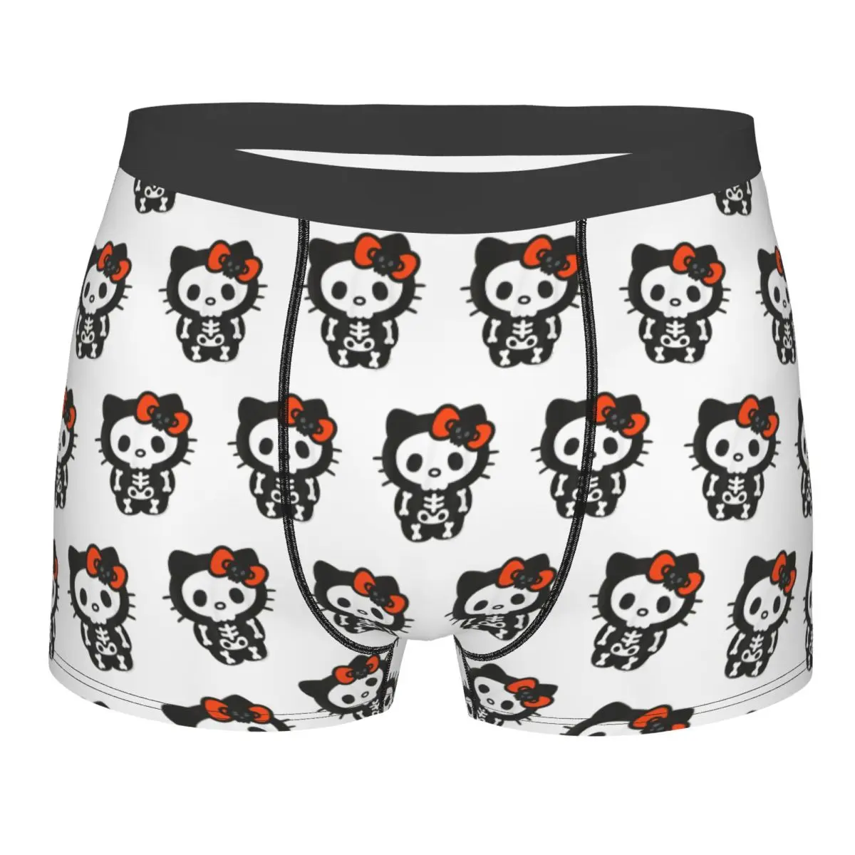 Men Hello Kitty Skeleton Halloween Boxer Briefs Smooth Underwear Printing Funny Breathable Panites