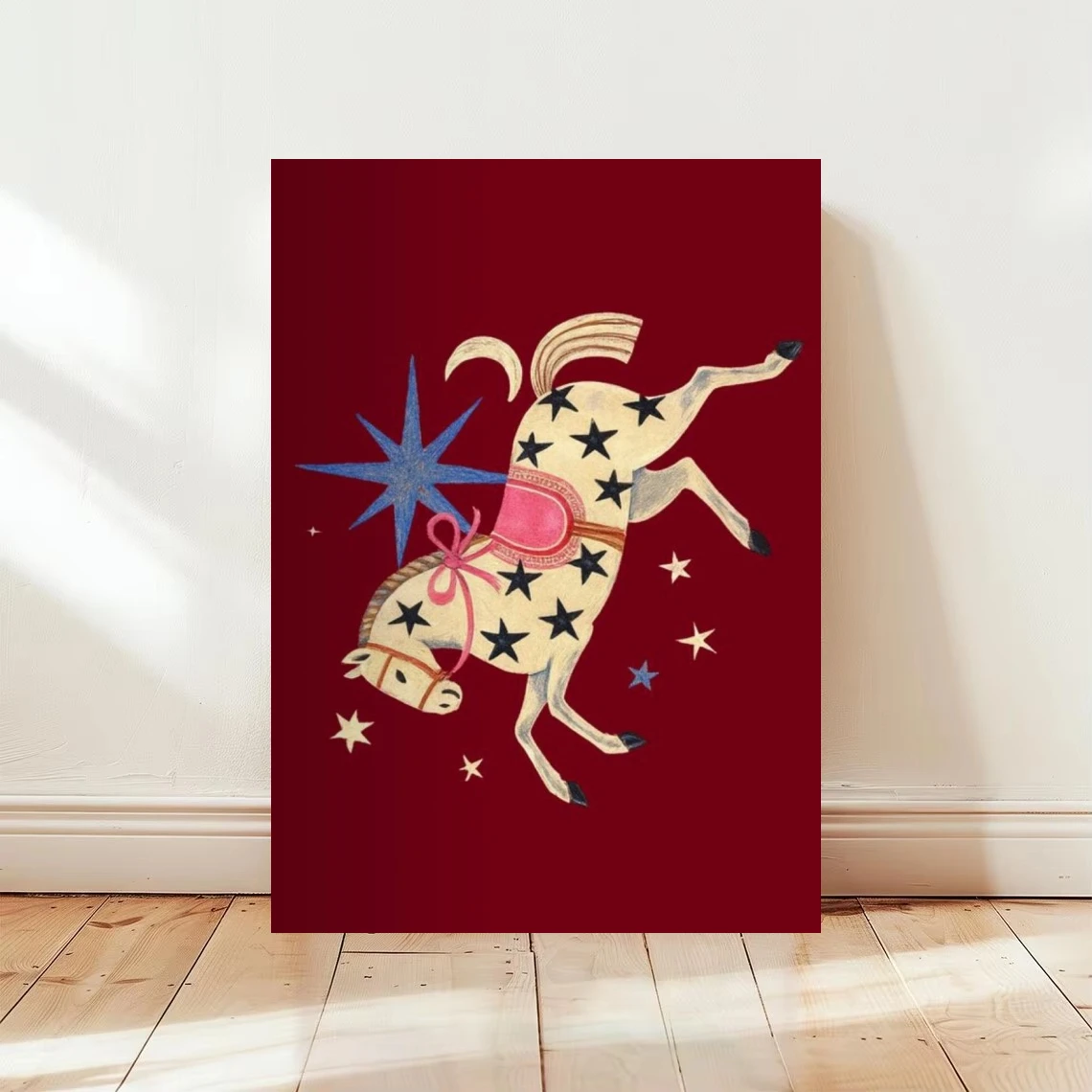 Oil Painting Vintage Folk Art Star Horse Animal By Numbers Wall Decor for Living Room Bedroom Gift No Frame