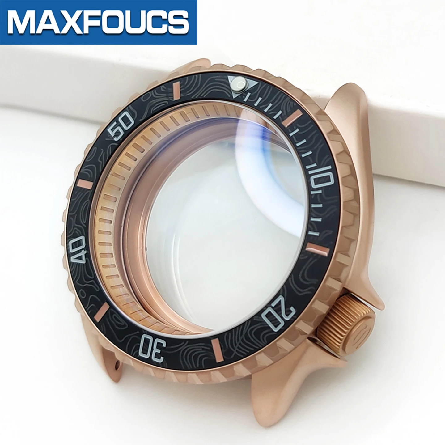 Mattes 3.8 SKX Roségold Uhrengehäuse Krone bei 4 Uhr Edelstahl-Finish MOD NH36 Saphirglas Lünette Kundenspezifische Teile – Detail 9