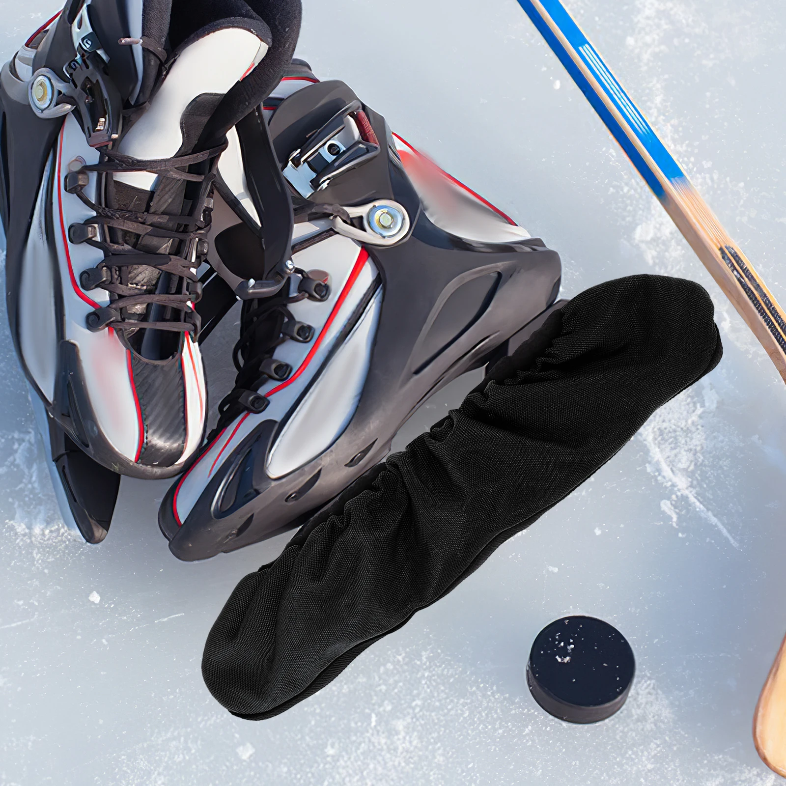 

Elastic Skate Guards Black Polyester Skating Blades Protectors Water Resistant Ice Skating Shoe Covers Hockey Skate Blade