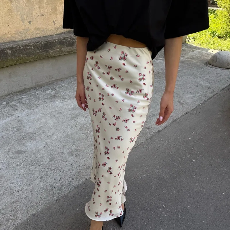 

Talenza Fashion Printed Skirts Summer High Waist Contrast Patchwork Slim Casual Skirts Elegant Party Looks LadiesY2k Maxi Skirt