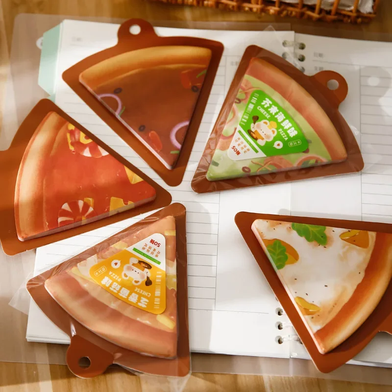 50pcs Cute Gourmet Pizza Note Material Sticker Memo Pad  Kawaii Stationery  Memo Pad  Sticky Notes