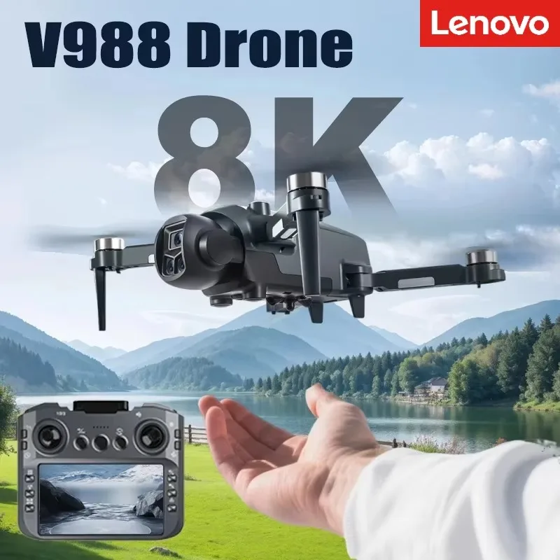 Lenovo V988 Drone Professional 8K HD Dual Camera Remote control with 5G WIFI large screen FPV Foldable Quadcopter RC Drone