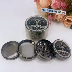 50/63mm 생명 나무 허브 그라인더 4 계층 매뉴얼 스파이스 퍼퍼 밀 박격포 생식 잔디 담배 그라인더 흡연 담배 액세서리 6 최고의 판매 생 그린더 -11