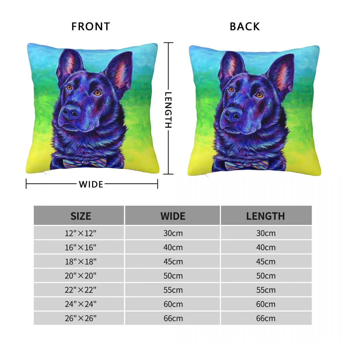 Black German Shepherd Dog Square Pillowcase Polyester Linen Velvet Pattern Zip Decor Pillow Case Bed Cushion Cover 45x45