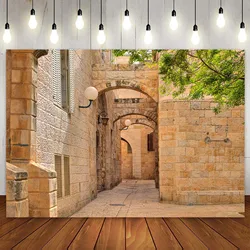 Jerusalem Old City Town Streets Houses Narrow Alley Backdrop Stones Rock Wall Castle Background Birthday Party Room Decoration