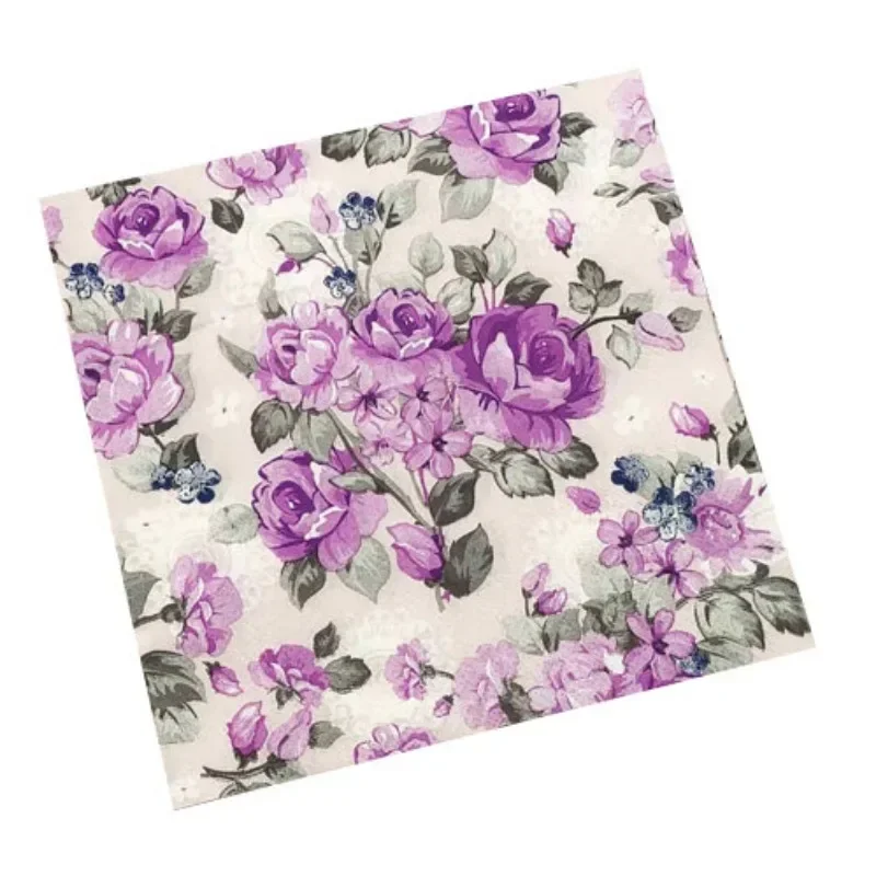 Colourful Printed Napkins 2 Ply Purple Flowers Lipstick Paper Western Restaurant Wedding Wine Glass Flower Paper 20pcs/pack 33cm