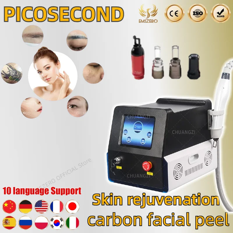 Most Professional High Power ND YAG Laser Picosecond Laser Tattoo Removal Pico Laser Carbon Peeling Machine