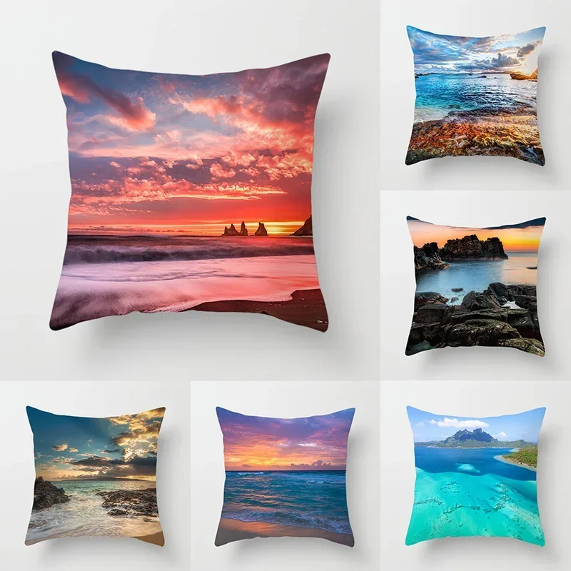 Sunset  Beach View Throw Pillow Cover Party Decor Sofa Room Bed Head ation Seat Cushion  Home