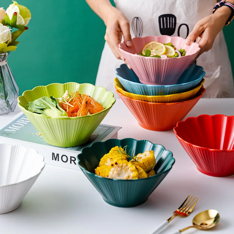 

Ceramic Instant Noodles Ramen Bowl Dessert Snack Ice Cream Fruit Salad Rice Soup Bowls For Food Porcelain Kitchen Tableware