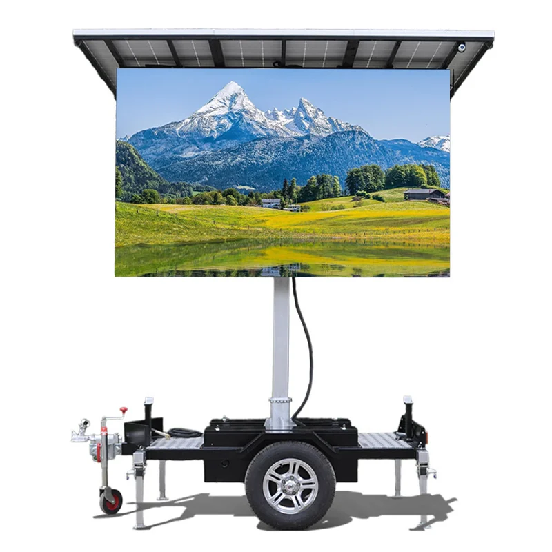 Solar Panel Powered Outdoor Led Mobile Trailer Display Screen Mobile Led Advertising Trailer Display Signs