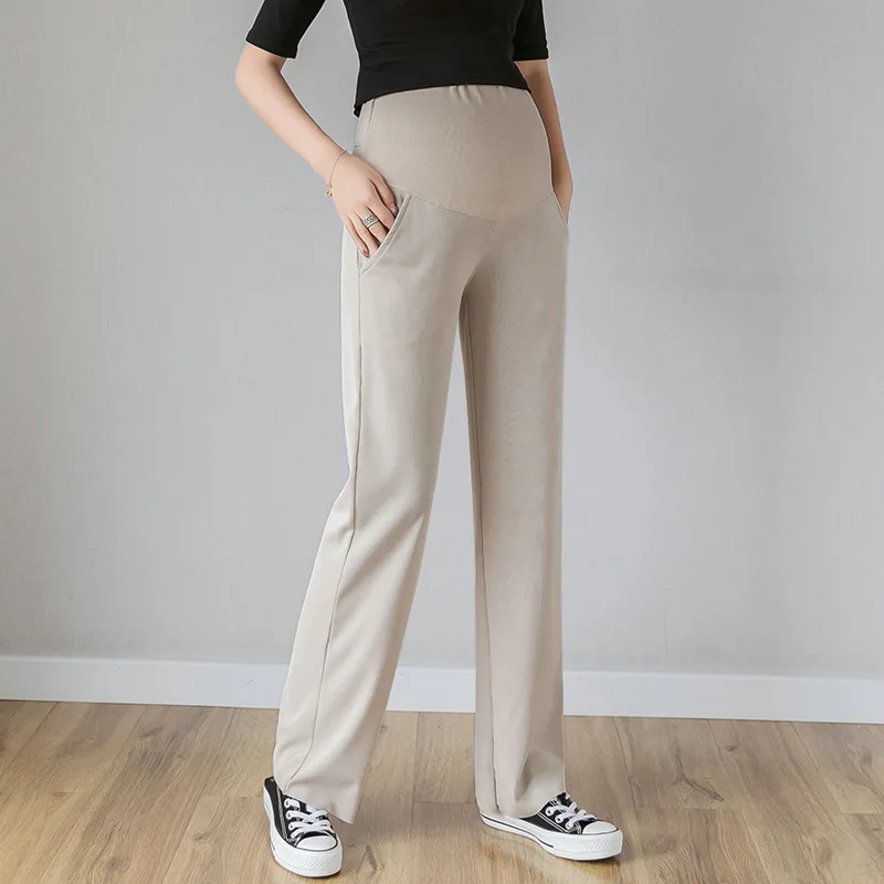 

Fdfklak Soft Adjustable Waist Pregnancy Trousers 2022 Spring Autumn New Full Length Belly Pants Lounge Pants Women Maternity