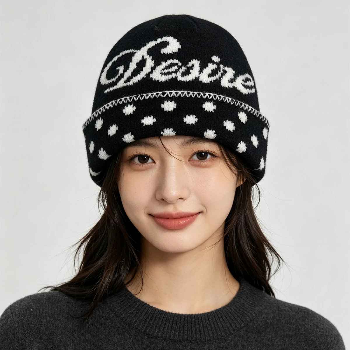 American Retro Jacquard Letters Knitted Hats New Men Women Warm Polka Dot Fashion Color Block Outdoor Versatile Personal Beanies 5