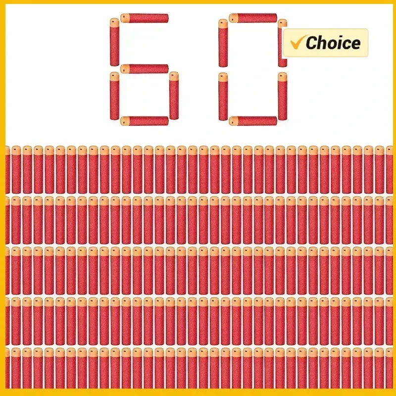 HMegaダーツ60個入りリフィルパック、N-Strikeメガシリーズブラスター玩具銃用メガバレット互換 - 赤と青のフォームダーツ