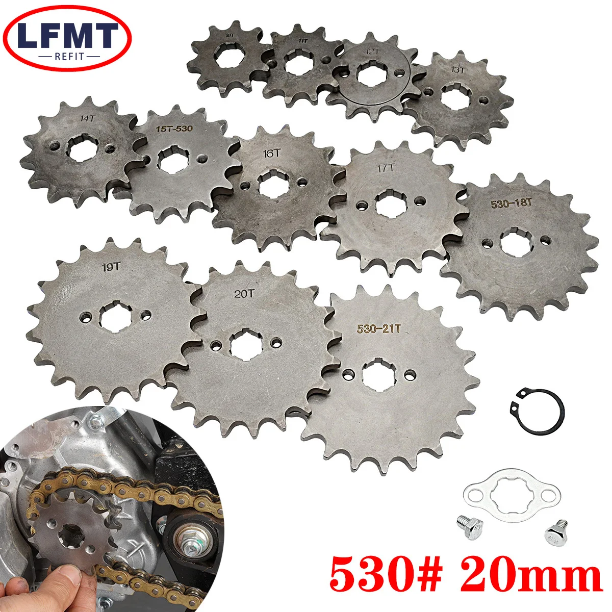 

530 # Передняя звездочка двигателя 20 мм 10T-19T для KAYO BSE SSR SDG Dirt Pit Bike ATV Quad Go Kart, мопеда, багги, скутера, мотоцикла