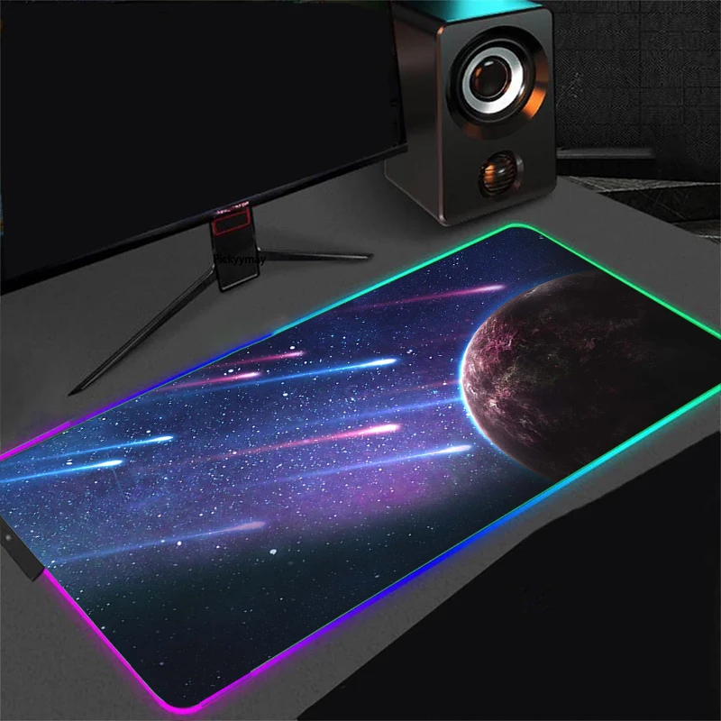 

LED Light Starry Sky Computer Mousepad Space 90x40cm RGB Backlight Keyboard Cover Keyboard Mause Gaming Mouse Pad Desk Mats