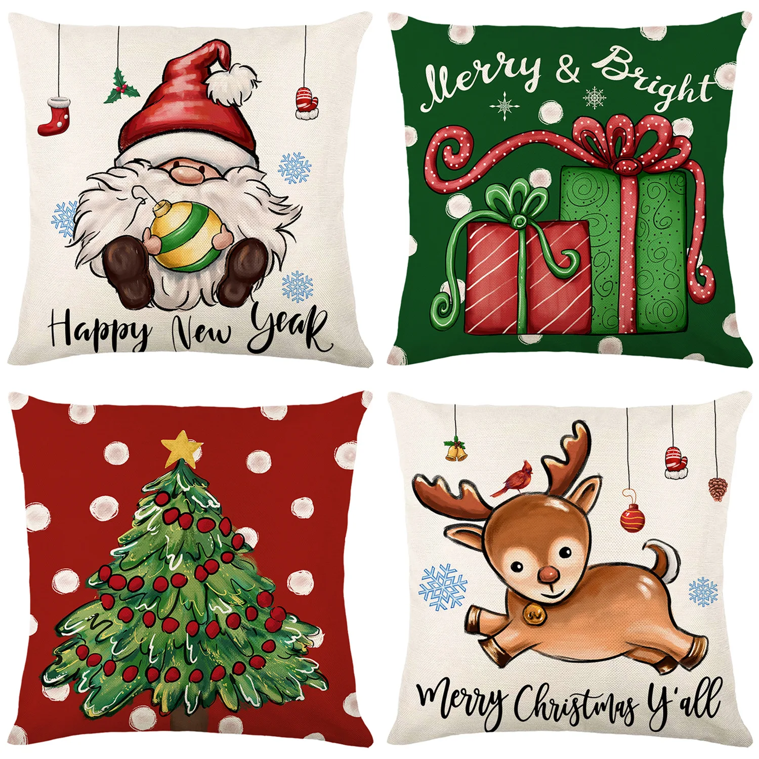 Merry Christmas Decorative Pillow Cover 45x45cm Throw Pillowcase Christmas Decorations Home Decor Cushion Cover for Sofa