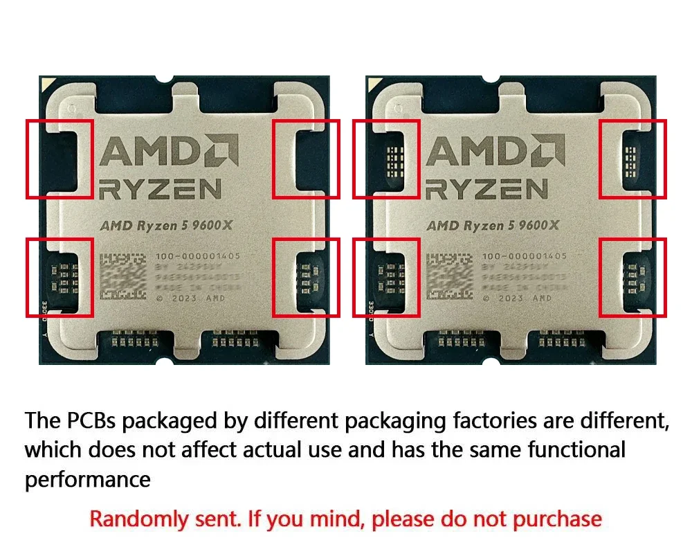معالج AMD Ryzen 5 9600X 5.4 جيجا هرتز 6-Core 12-Thread L3=32M DDR5 4NM مقبس جديد 65 وات AM5 R5 9600X ولكن بدون مروحة