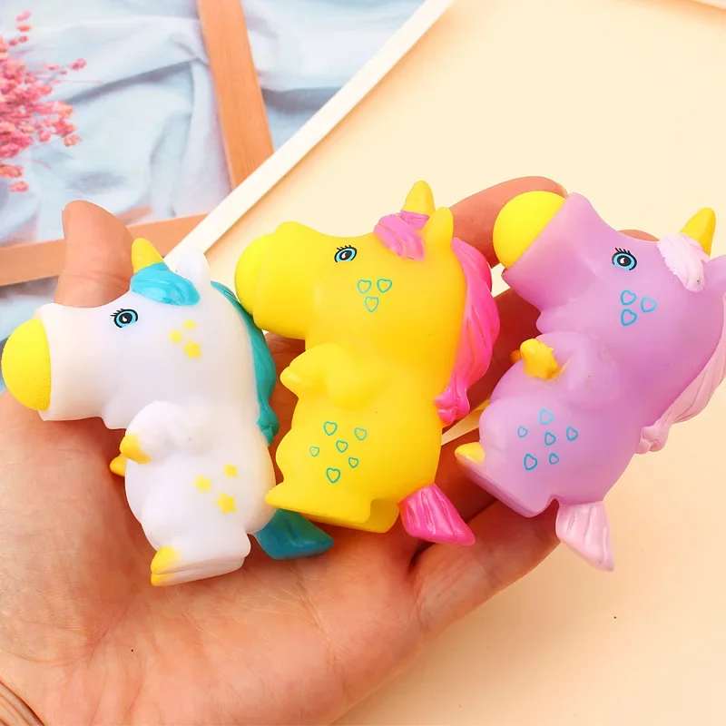 3Pcs Cute Unicorn Catapult Spitting Ball Squeeze Shooting Ball Decompression Toys Foe Kids Birthday Party Favors Pinata Fillers