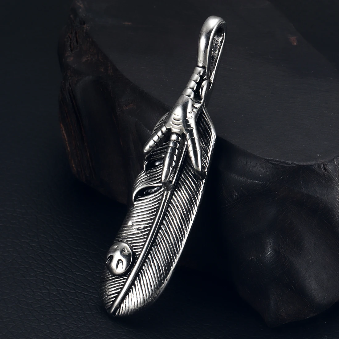 316L Stainless Steel Indian Chief Feather Eagle Eye Claw Pendant for Men Necklace DIY Accessories Finding Jewelry Making Charm