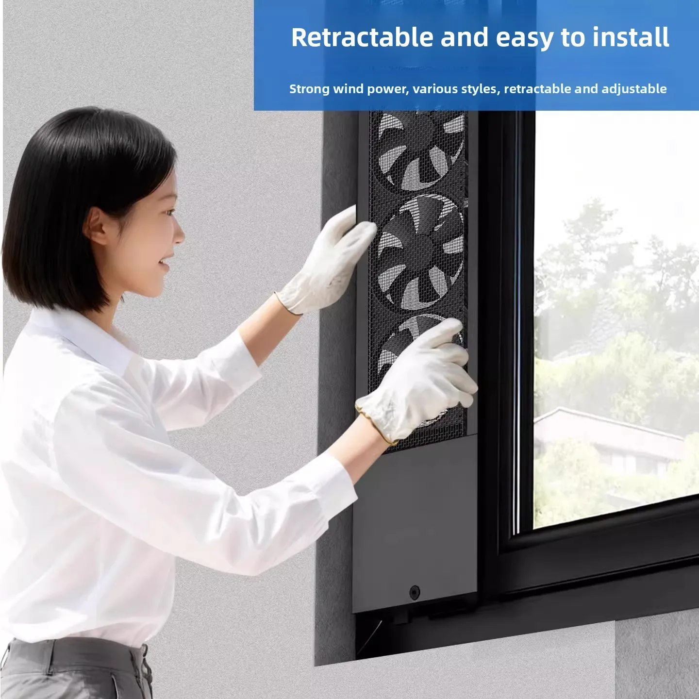 Window Exhaust Fan No Drilling Extendable Powerful Adjustable for Home Kitchen Bathroom Ventilation with EU Plug Portable view 4