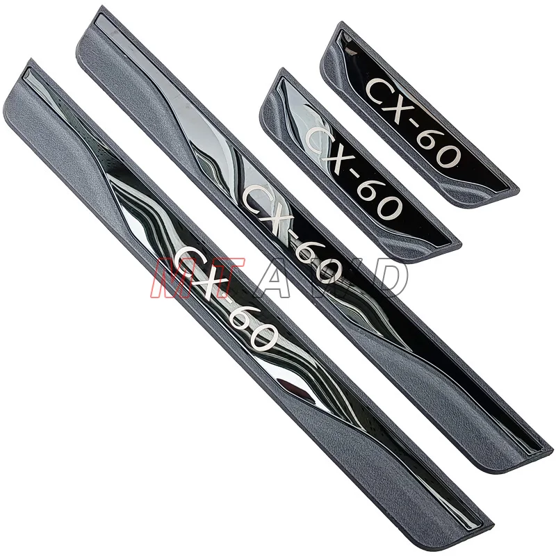 For Mazda CX-60 CX60 Accessory 2024-2022 Stainless Carbon Car Door Sill Kick Plate Guard Pedal Protector Accessoire Trim Styling