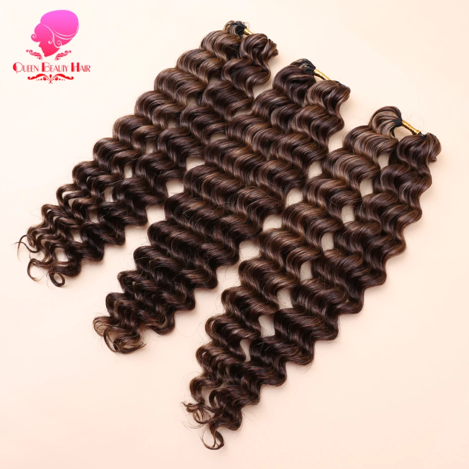 Highlight Deep Wave Feather Crochet Echthaar Unsichtbare Wunderknoten Haarverlängerung 100% Echthaar Farbige Boho Zöpfe – Detail 13