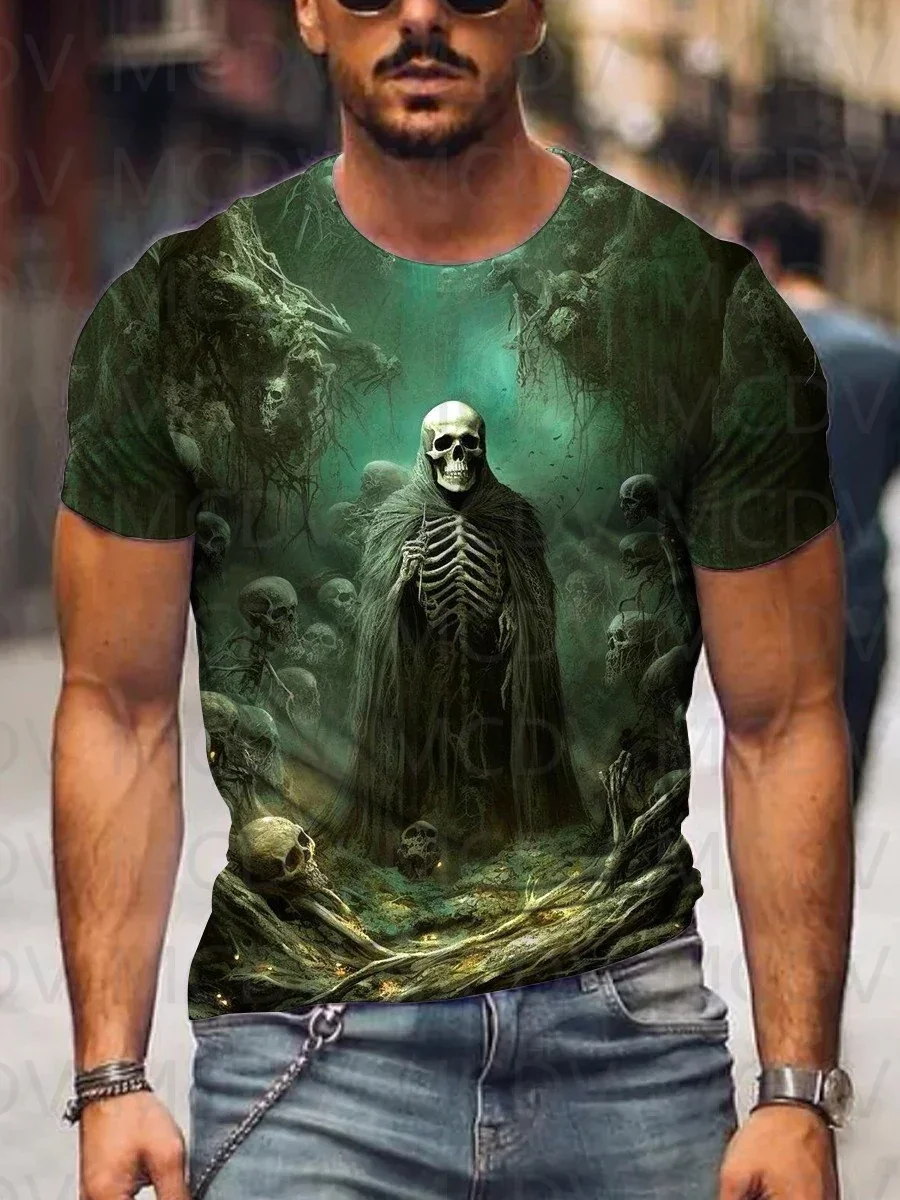 

Men's Retro 90s Scream Movie Halloween Casual Print T-Shirt Ghostface Horror Film Club Halloween Casual Print T-Shirt