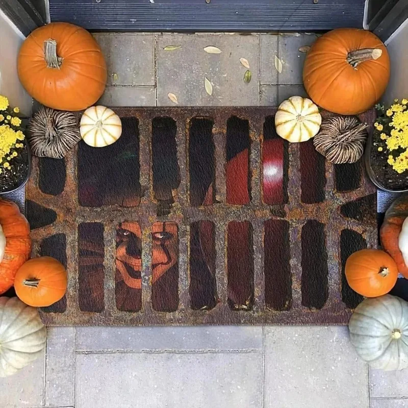 

Halloween Clown Trap Horror Mat Decorations Scary 3D Optical Illusion Clown Door Mat Indoor Outdoor Welcome Doormat