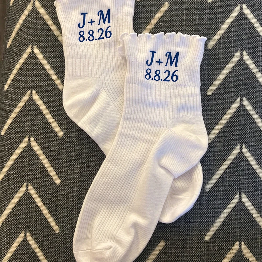 Chaussettes personnalisées pour la mariée, cadeau de fête de fiançailles, accessoire de préparation pour les jeunes mariés, ornement de mariage pour la lune de miel